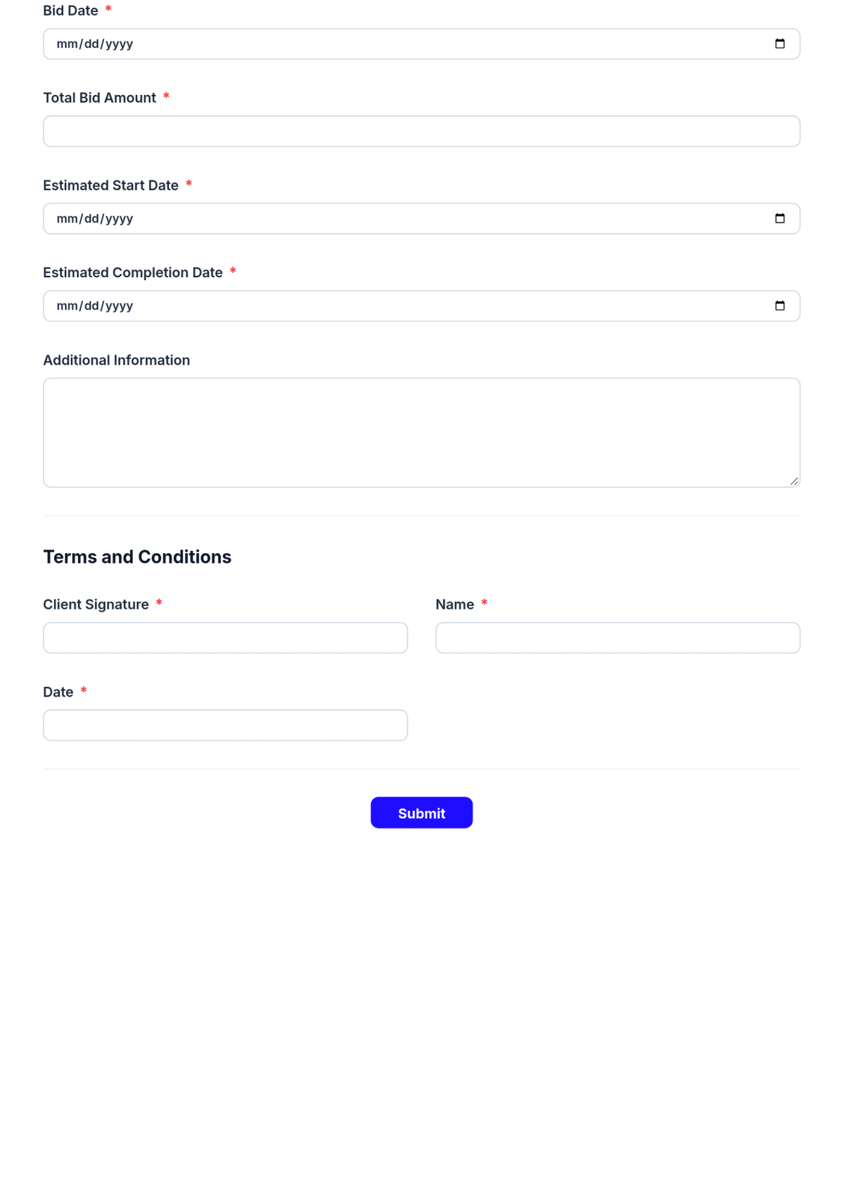 Free Construction Bid Proposal Form Template & AI Maker Free Construction Bid Proposal Form Template & AI Maker