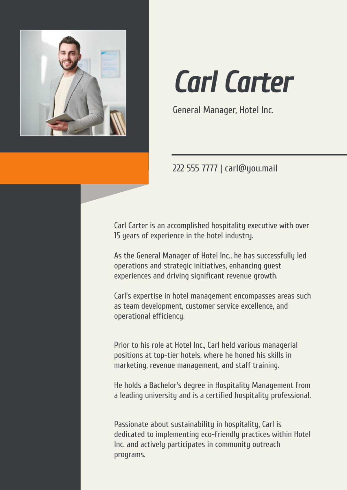 One Page Professional Bio Template - Edit Online & Download