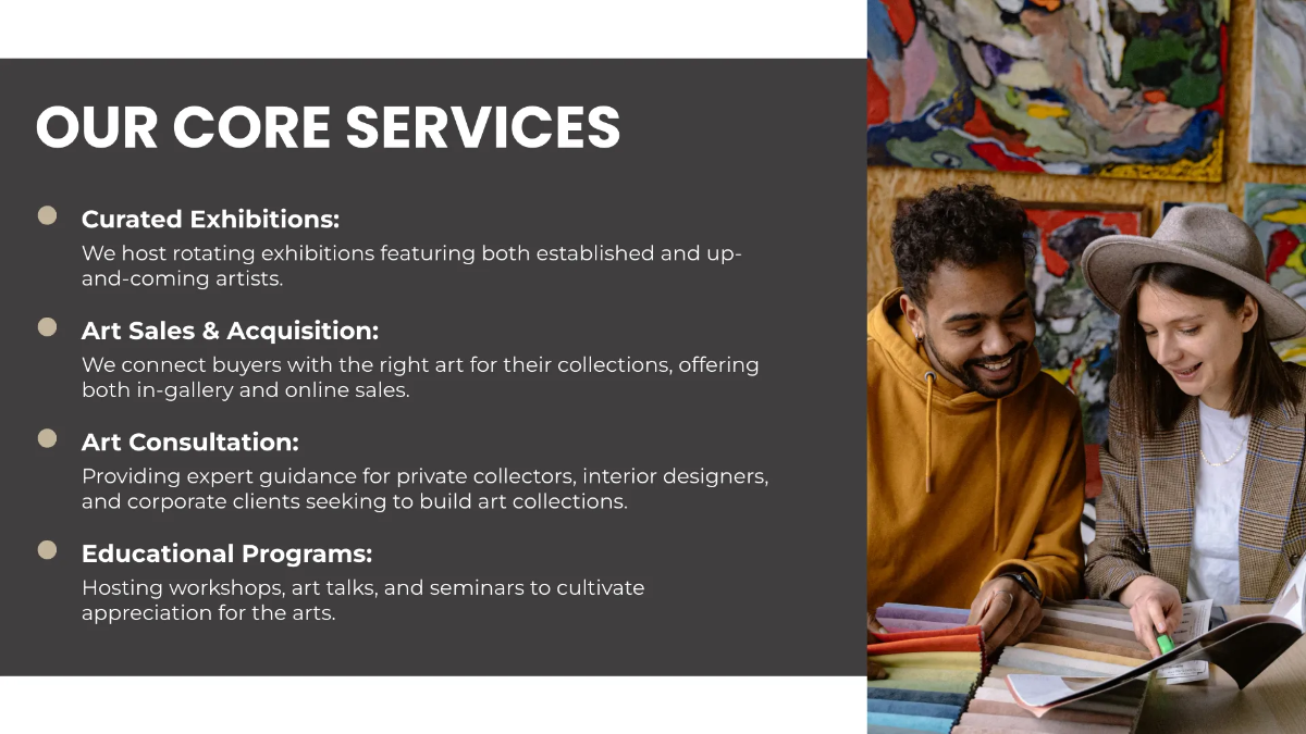 Free Art Gallery Pitch Deck Template to Edit Online