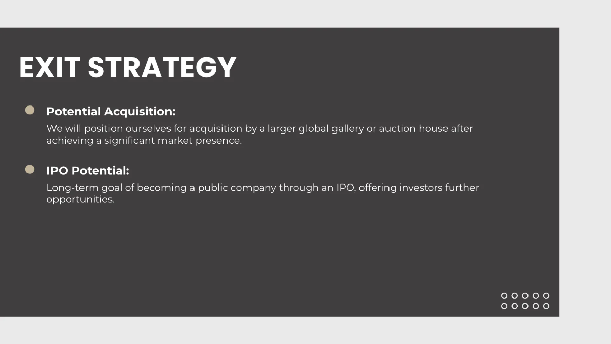 Free Art Gallery Pitch Deck Template to Edit Online