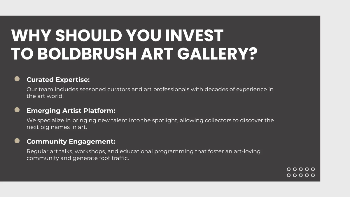 Free Art Gallery Pitch Deck Template to Edit Online