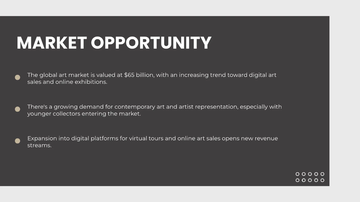 Free Art Gallery Pitch Deck Template to Edit Online