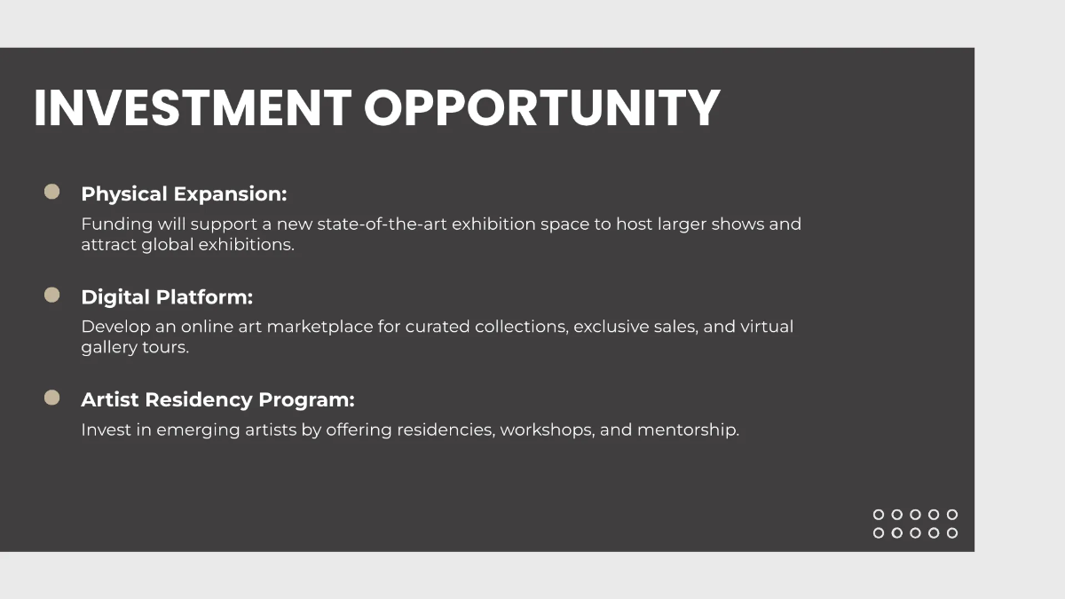 Free Art Gallery Pitch Deck Template to Edit Online