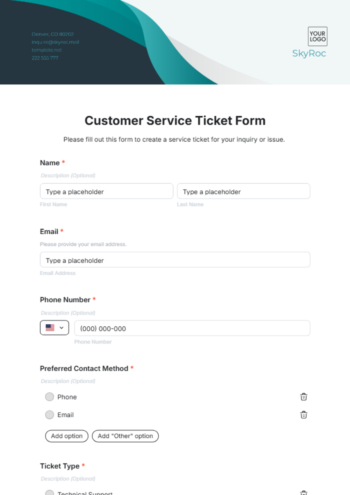 Customer Service Ticket Form Template - Edit Online & Download