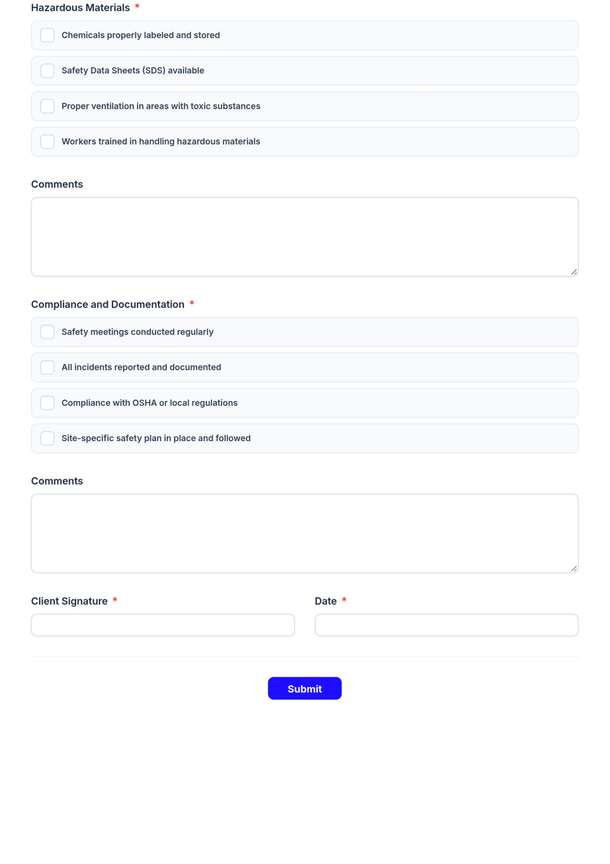 Free Construction Safety Checklist Form Template & AI Maker Free Construction Safety Checklist Form Template & AI Maker