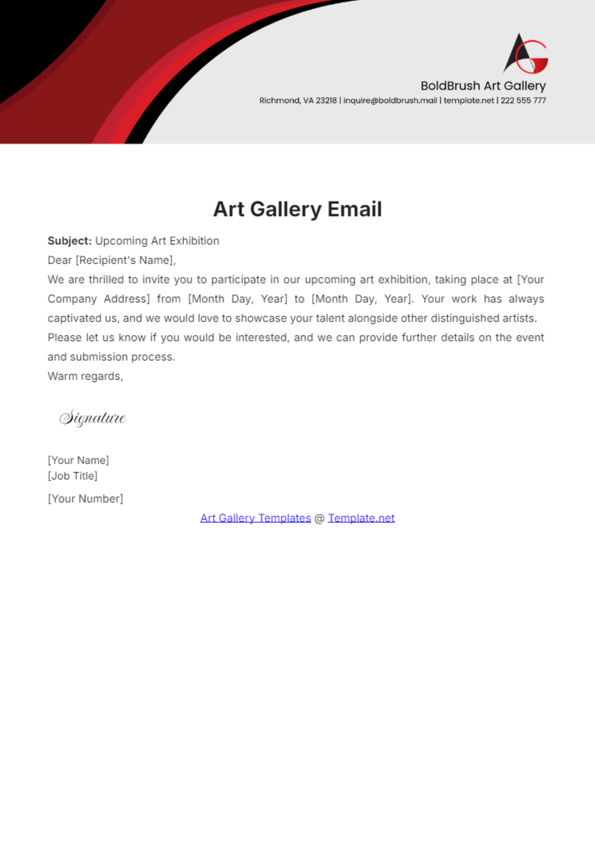 Art Gallery Email Template