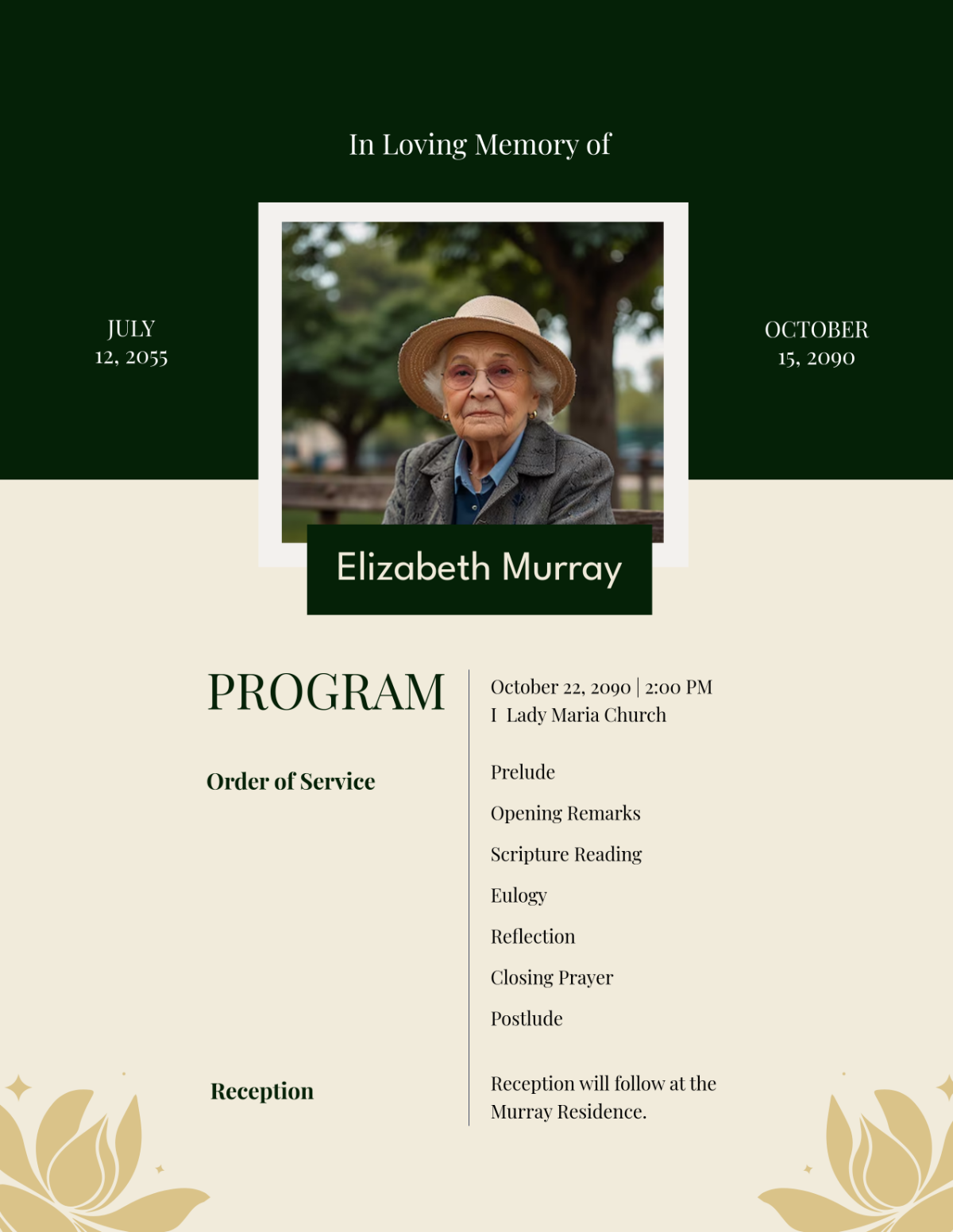 Photo Funeral Program Template - Edit Online & Download