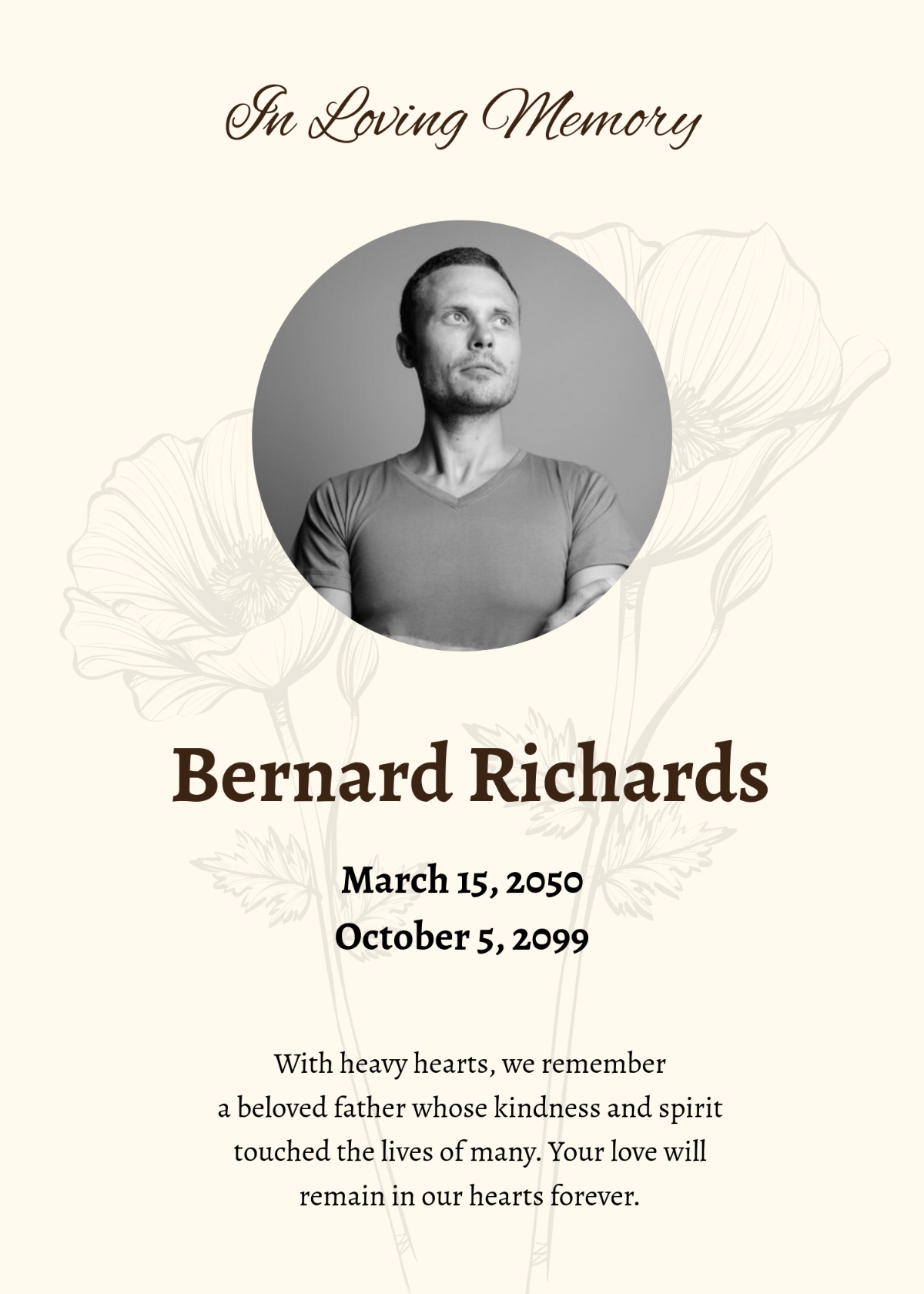 In Loving Memory Funeral Card Template - Edit Online & Download