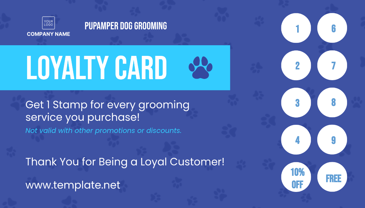 Dog Grooming Loyalty Card Template - Edit Online & Download