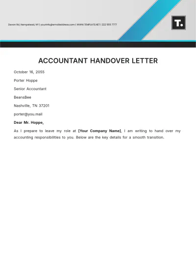 Free Accountant Handover Letter Template to Edit Online