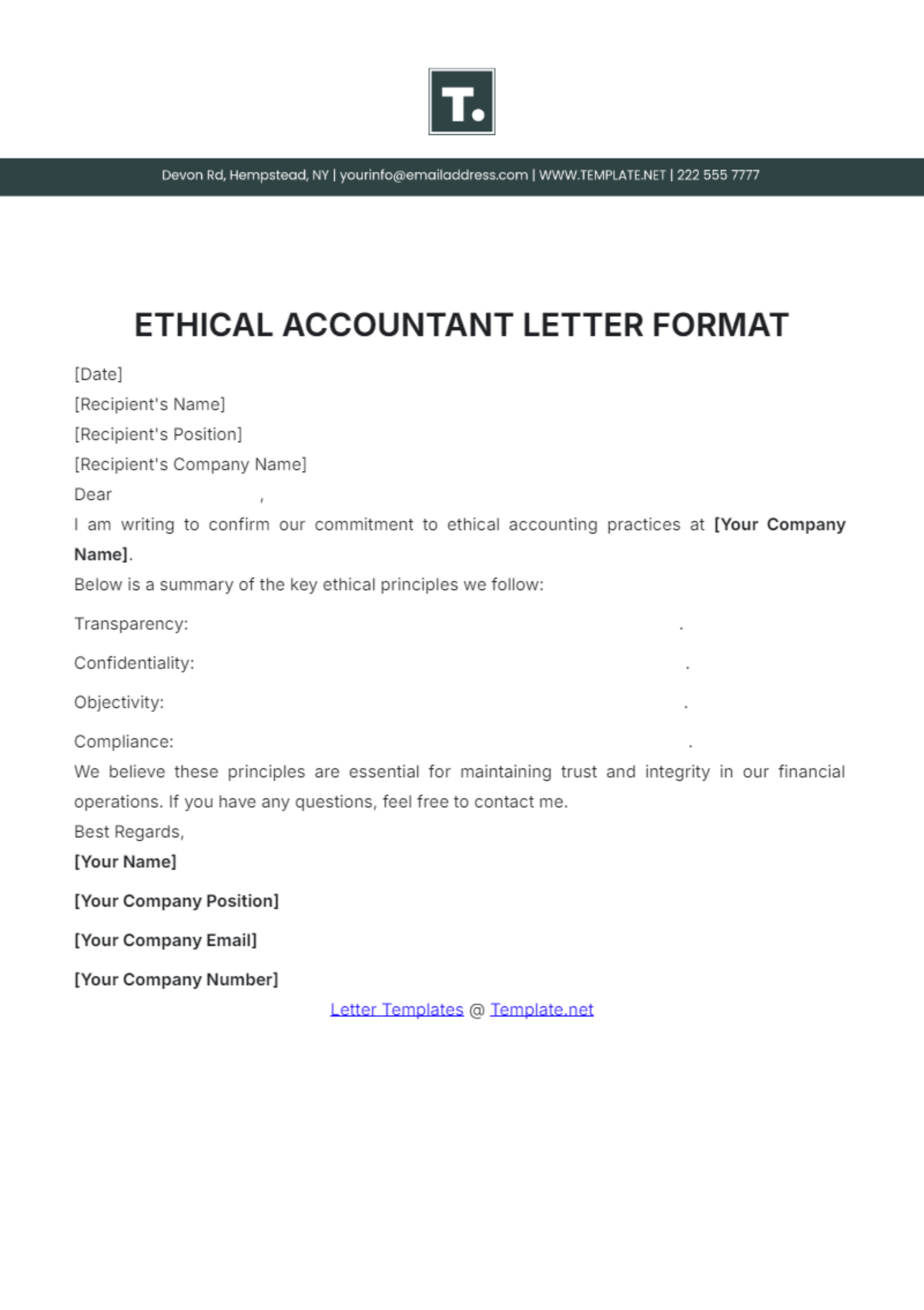 Ethical Accountant Letter Format Template - Edit Online & Download