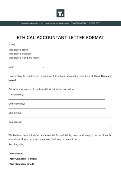 Free Ethical Accountant Letter Format Template to Edit Online