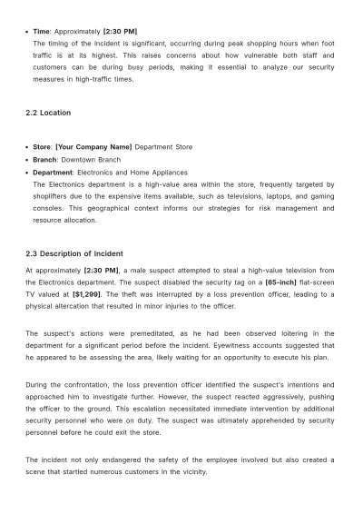 Free Department Store Incident Report Template to Edit Online