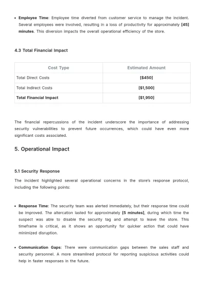 Free Department Store Incident Report Template to Edit Online
