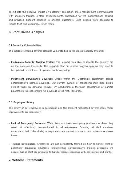 Free Department Store Incident Report Template to Edit Online