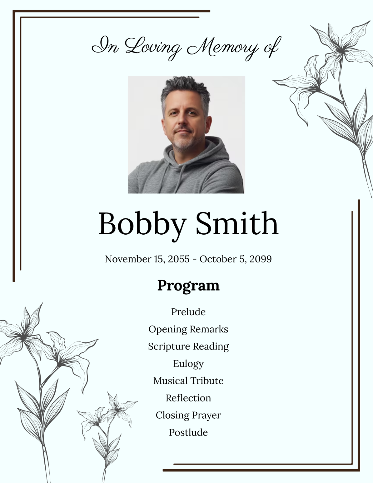 Editable Funeral Program Template