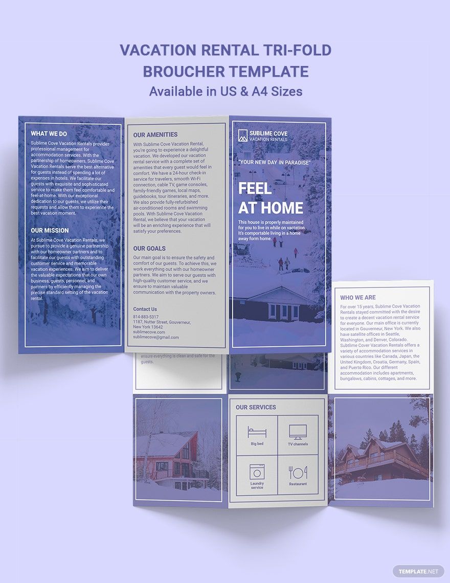 Free Modern Vacation Rental Tri-fold Brochure Template