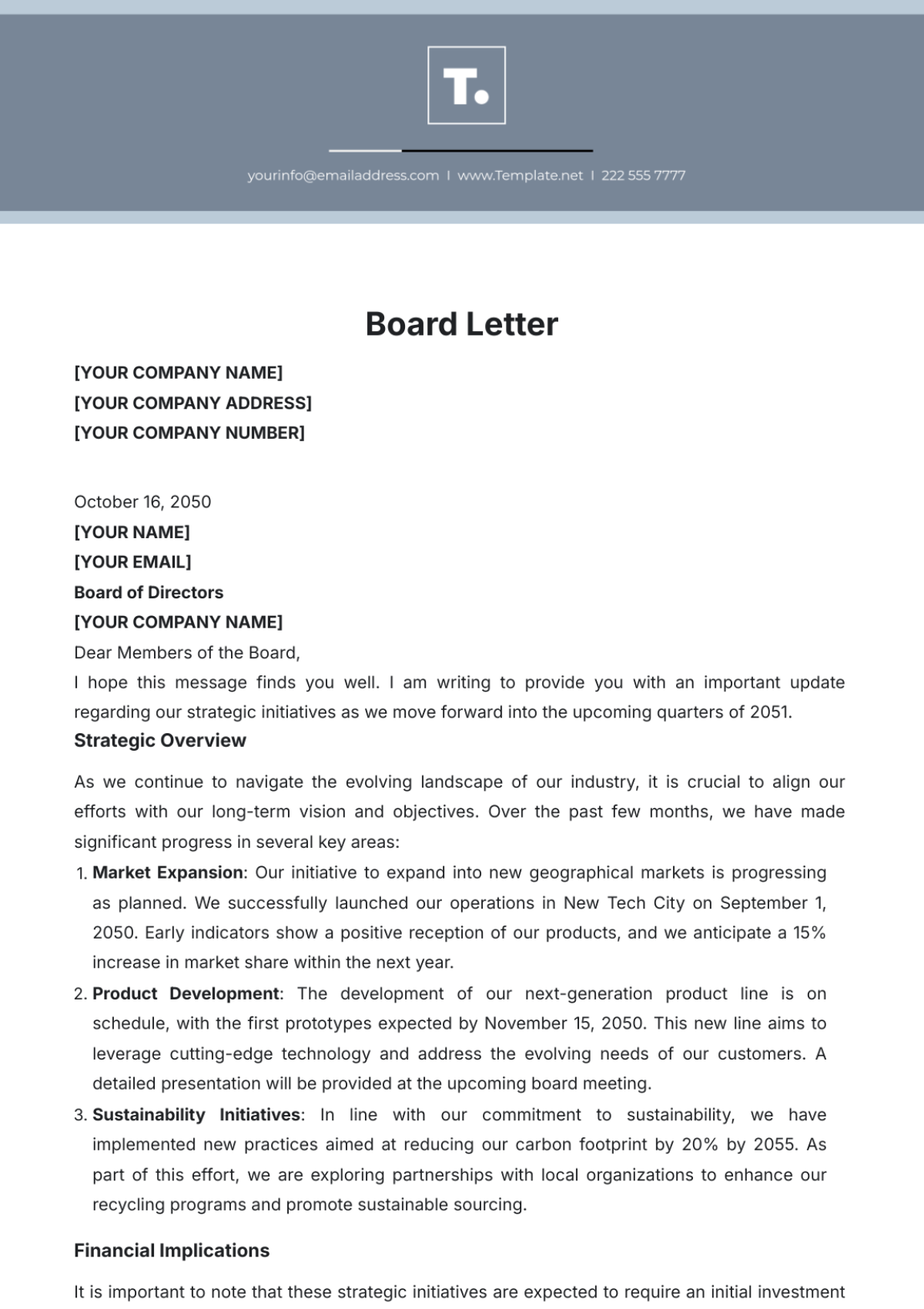 Board Letter Template - Edit Online & Download