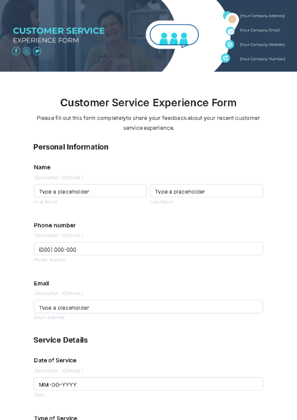 Customer Service Experience Form Template - Edit Online & Download