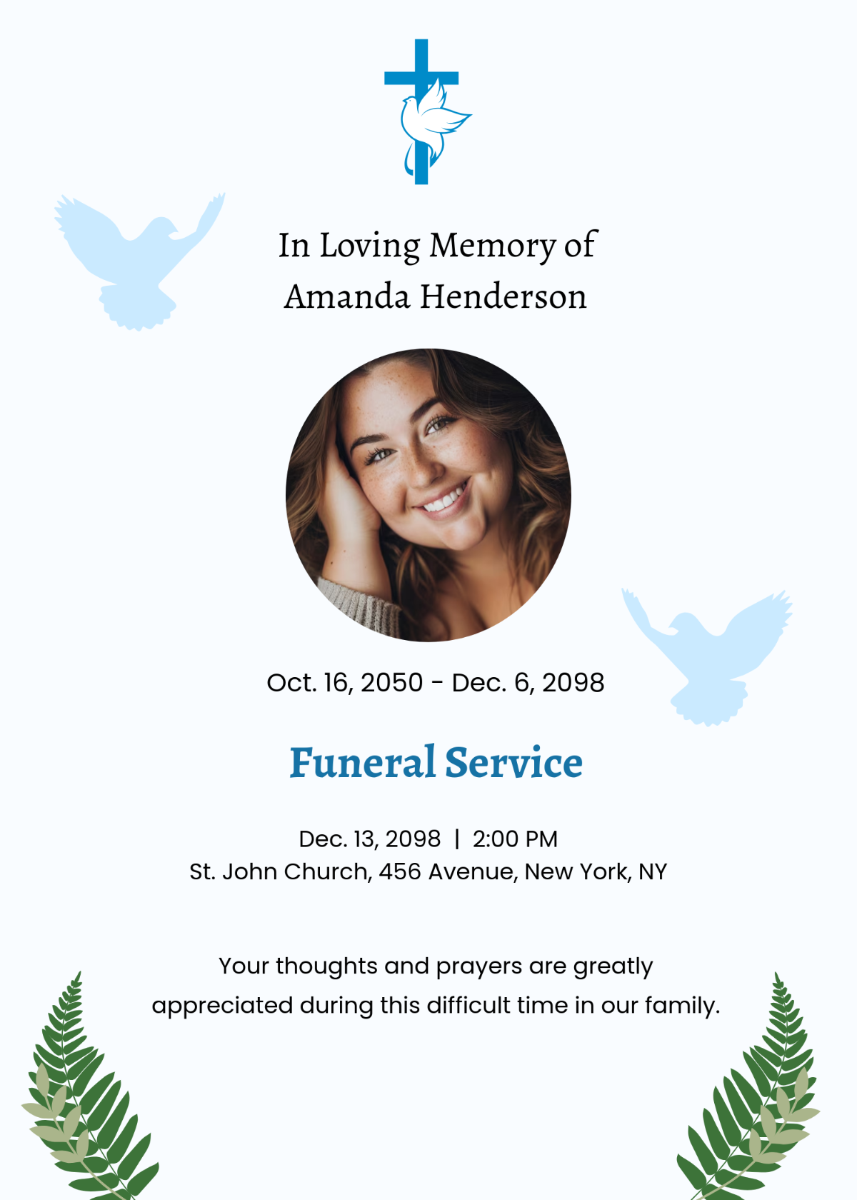 Modern Funeral Invitation Template - Edit Online & Download