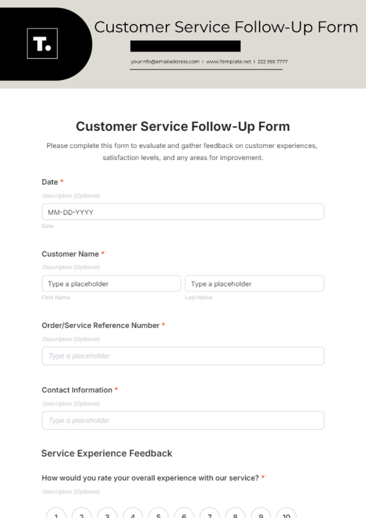 Customer Service Follow-Up Form Template - Edit Online & Download