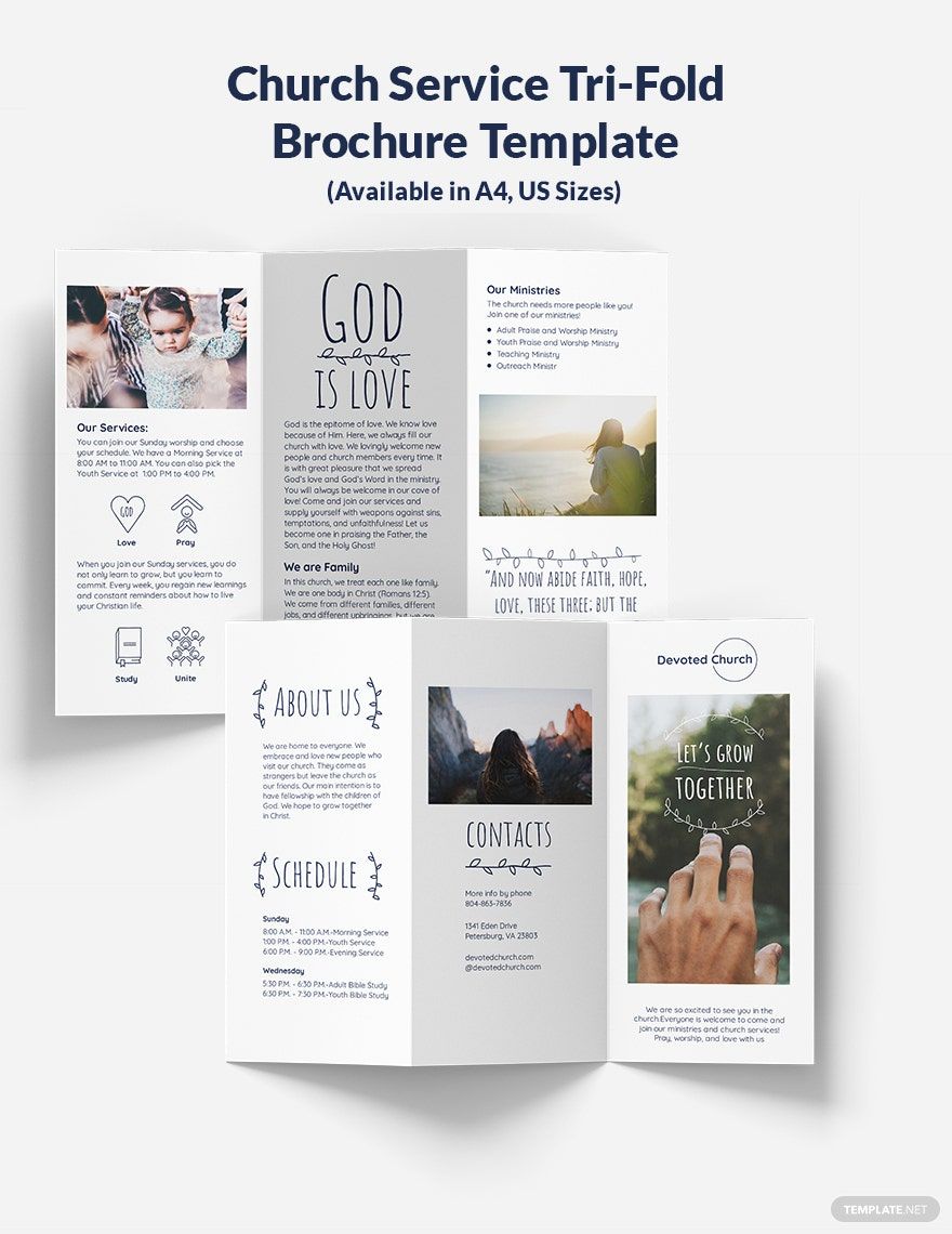 Free Church Service TriFold Brochure Template Google Docs