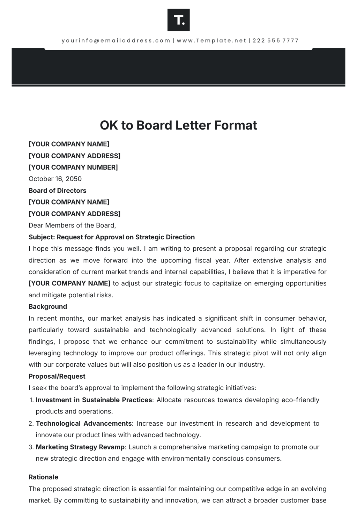 Ok to Board Letter Format Template - Edit Online & Download