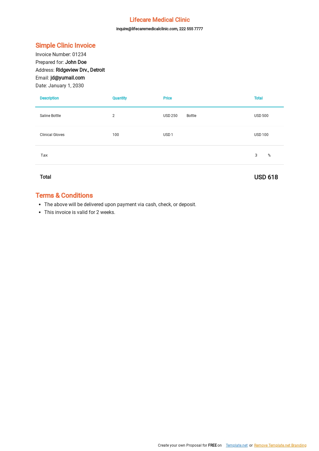 Sample Freelancer Invoice Template