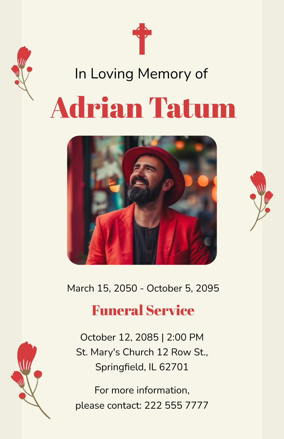 Funeral Poster Template - Edit Online & Download