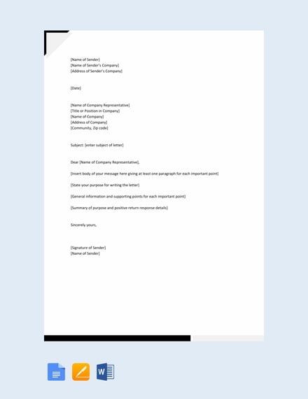 ð Free business letter format. 10+ Free Business Letter Sample