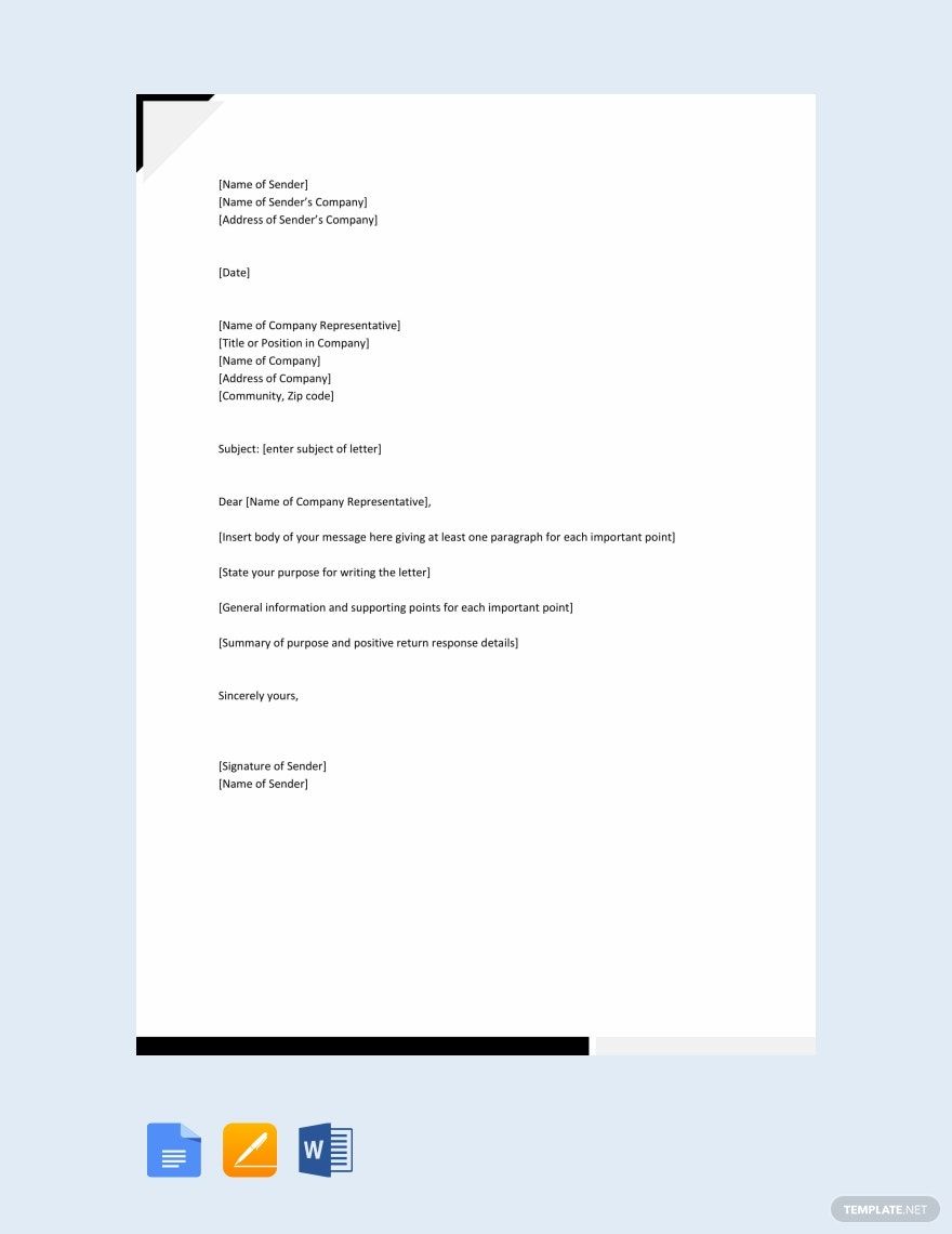 Formal Business Letter Template Google Docs Word Apple Pages Template Net