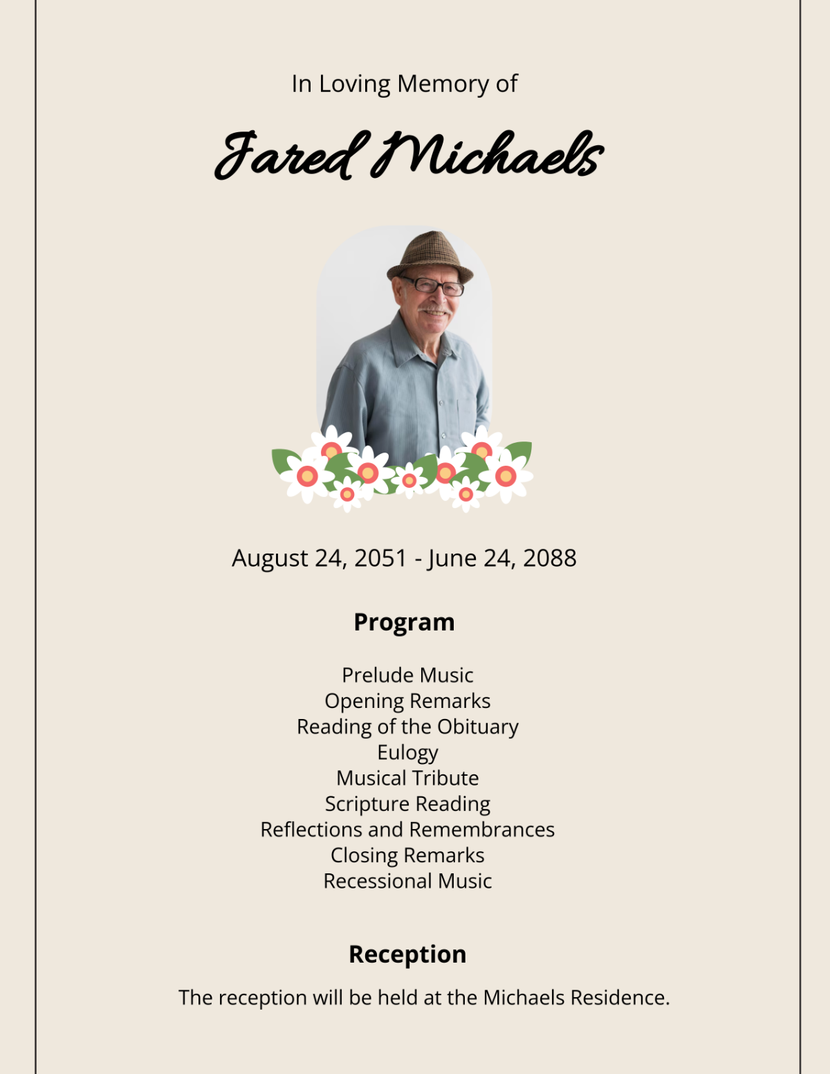 Funeral Program with Photo Template - Download | Template.net