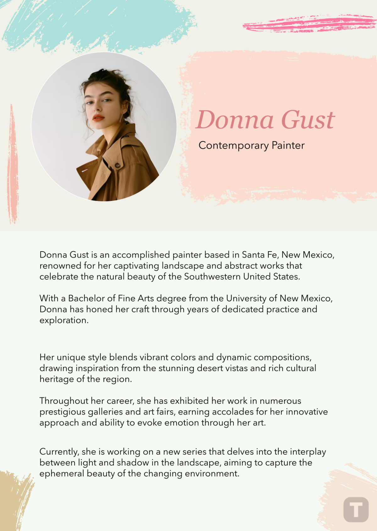 Free Painter Professional Bio Template To Edit Online Free Painter Professional Bio Template To Edit Online