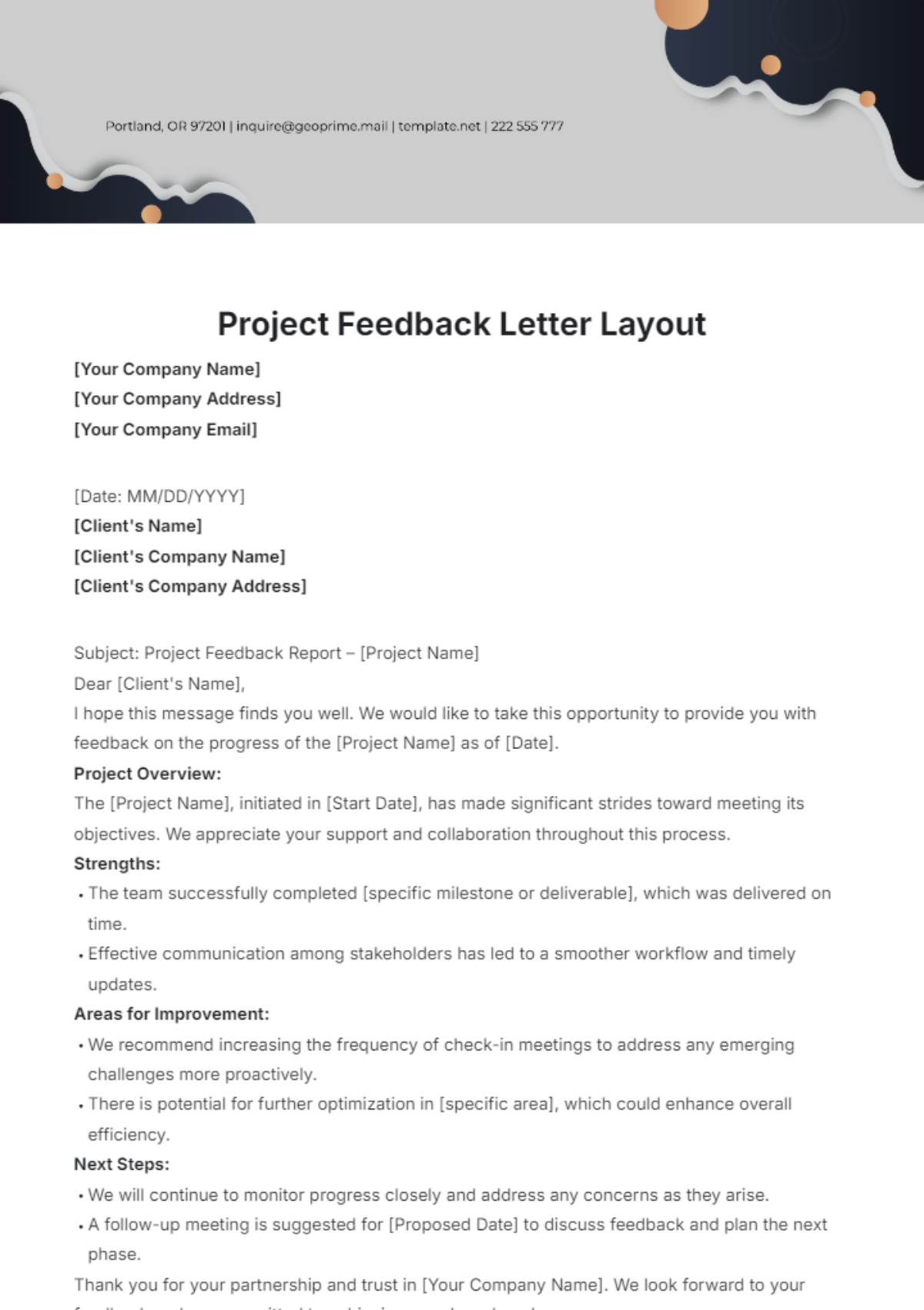 Project Feedback Letter Layout Template - Edit Online & Download