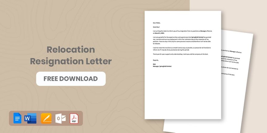 Relocation Resignation Letter