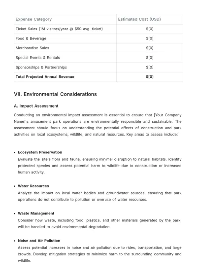 Free Amusement Park Plan Template to Edit Online