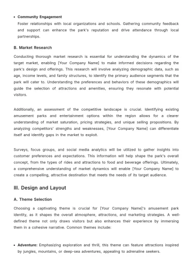 Free Amusement Park Plan Template to Edit Online