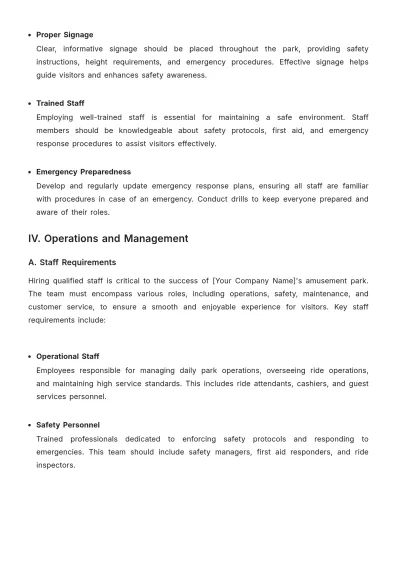 Free Amusement Park Plan Template to Edit Online