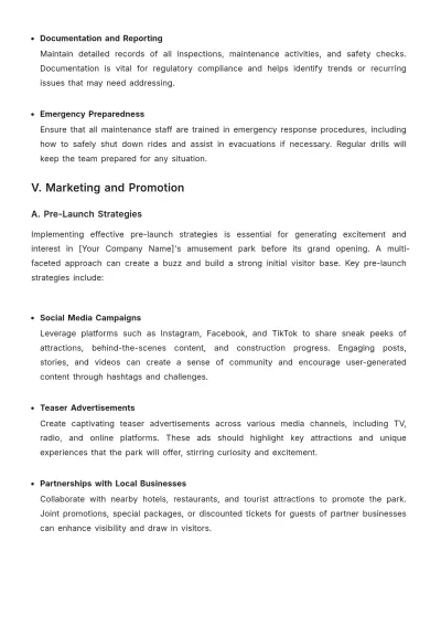 Free Amusement Park Plan Template to Edit Online