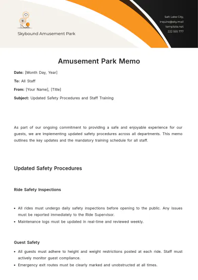 Free Amusement Park Memo Template to Edit Online