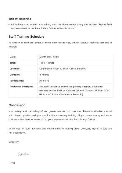 Free Amusement Park Memo Template to Edit Online