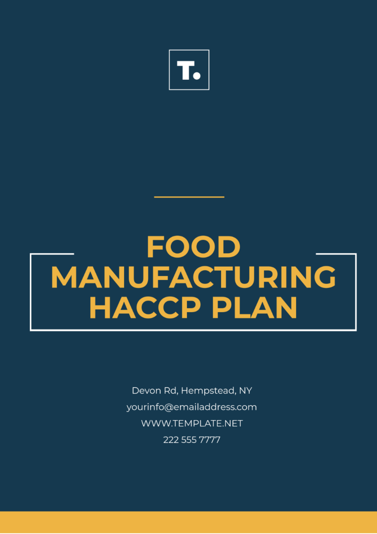 Food Manufacturing HACCP Plan Template