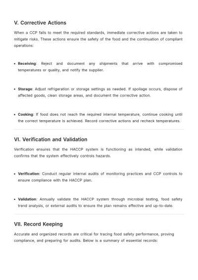 Free Sample Retail HACCP Plan Template to Edit Online