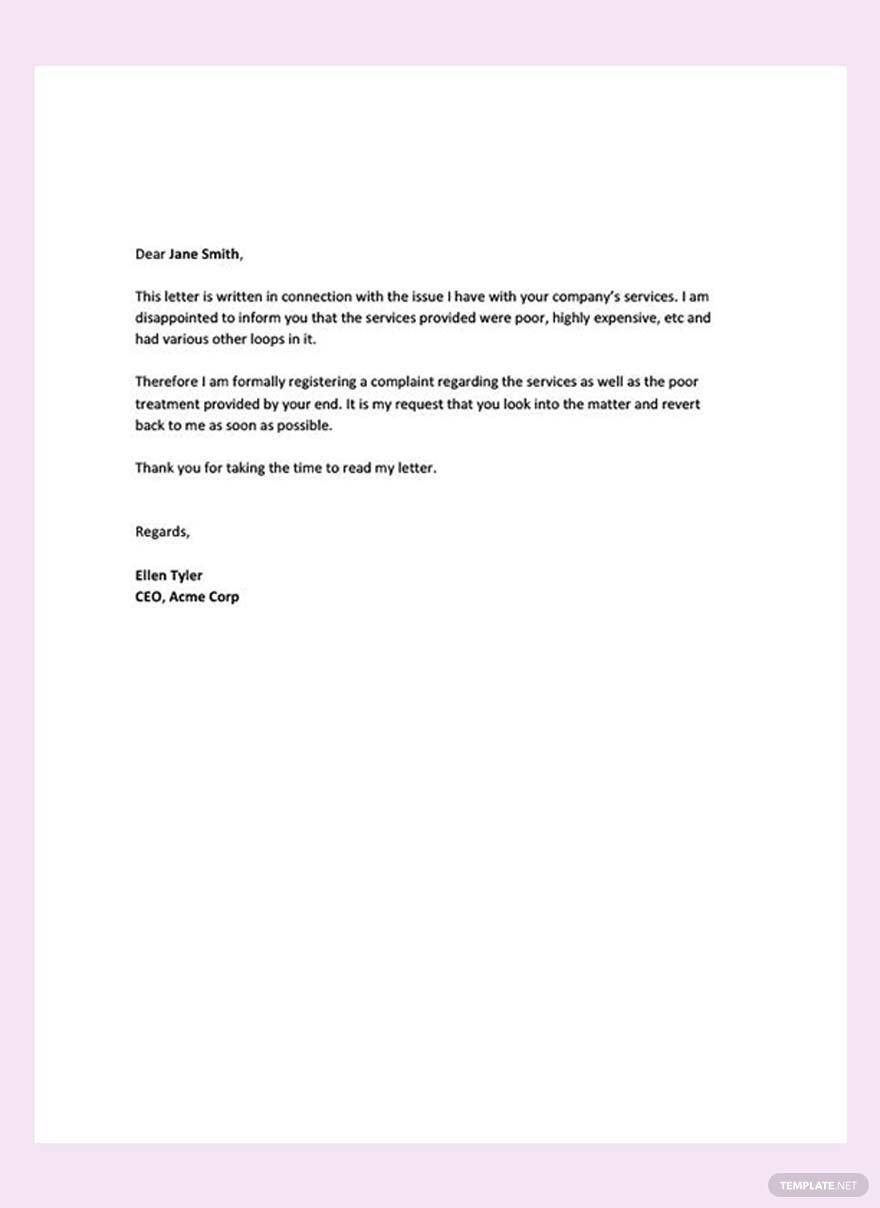 Formal Letter Example Template