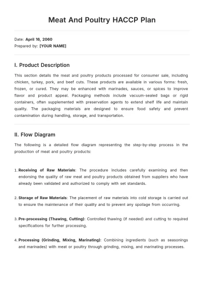 Free Meat And Poultry HACCP Plan Template to Edit Online