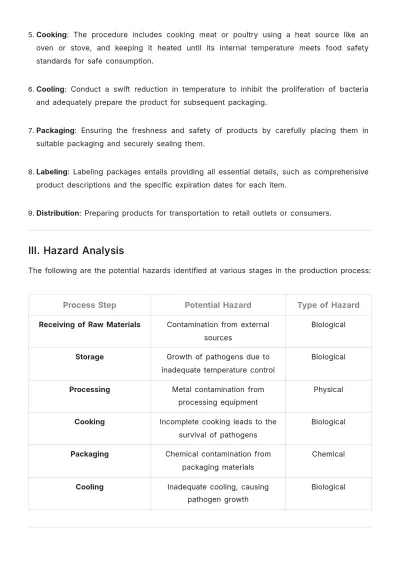 Free Meat And Poultry HACCP Plan Template to Edit Online