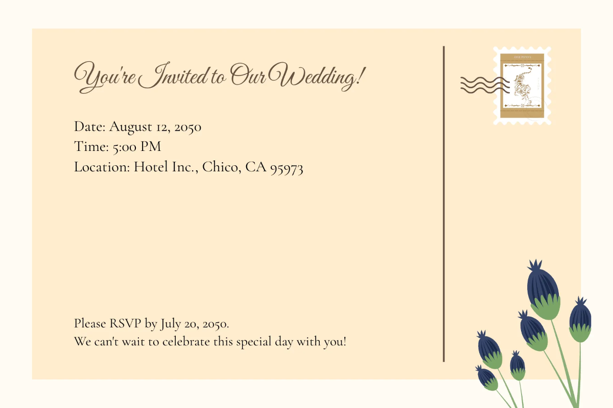 Free Wedding Postcard Template to Edit Online