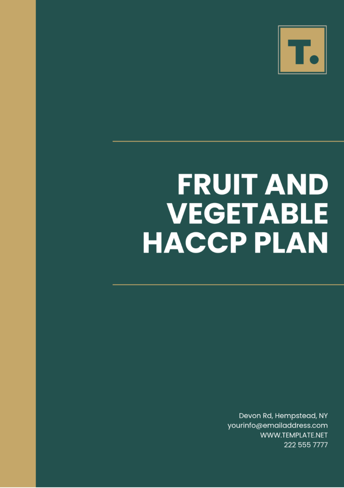 Fruit And Vegetable HACCP Plan Template - Edit Online & Download