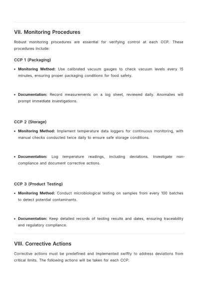 Free Reduced Oxygen Packaging HACCP Plan Template to Edit Online