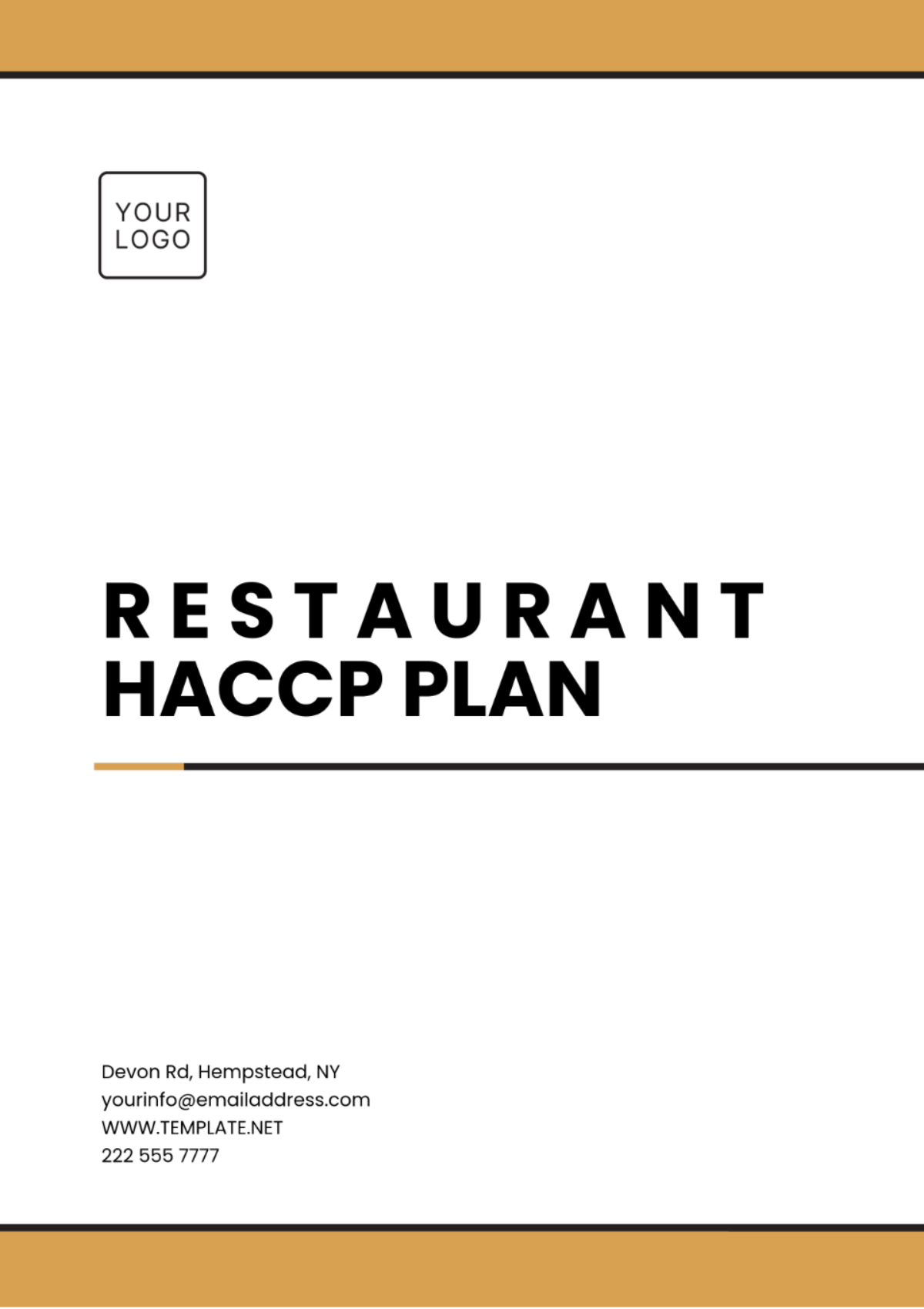 Restaurant HACCP Plan Template - Edit Online & Download